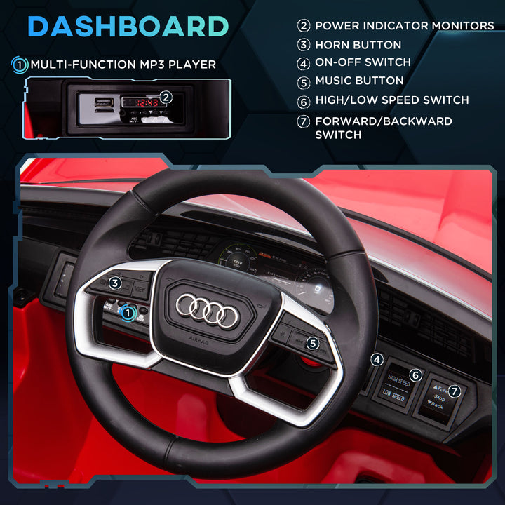 Audi E-tron Licensed 12V Kids' Electric Ride on, Electric Car for Kids, with Parental Remote, Music Lights MP3, Suspension Wheels, for 3-5 Years, Red