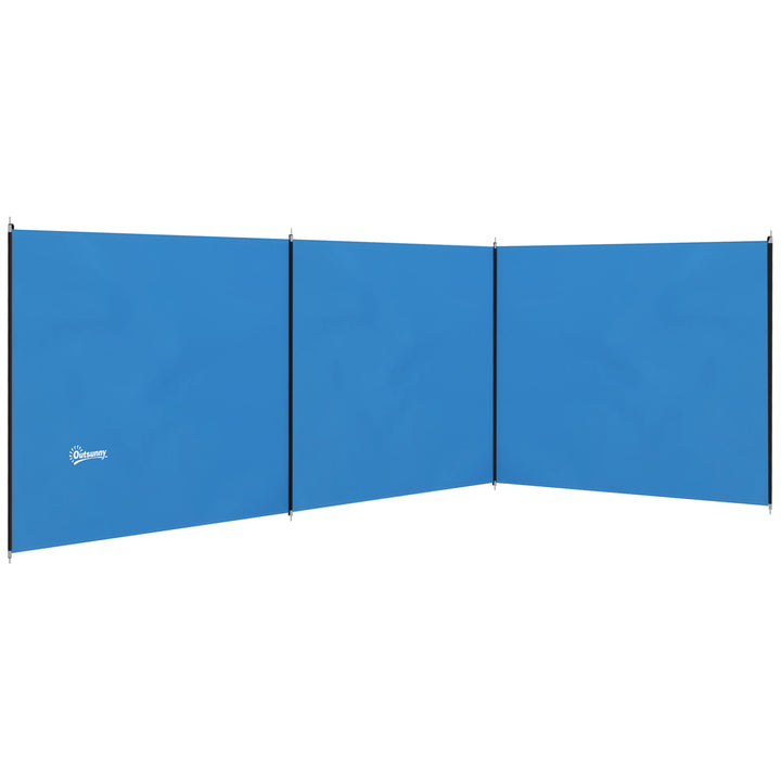 4 Pole Camping Windbreaks, Beach Wind Shield Shelter with Carry Bag and Steel Poles, Outdoor Caravan Privacy Shield, 540cm x 150cm, Blue