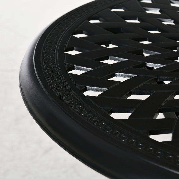 MCL 78 cm Round Garden Dining Table with Parasol Hole Antique Cast Aluminium Outdoor Table Only, Black