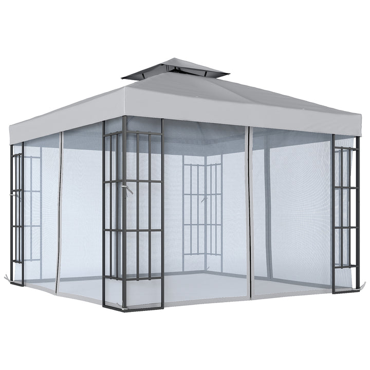3 x 3(m) Patio Gazebo Canopy Garden Pavilion Tent Shelter with 2 Tier 