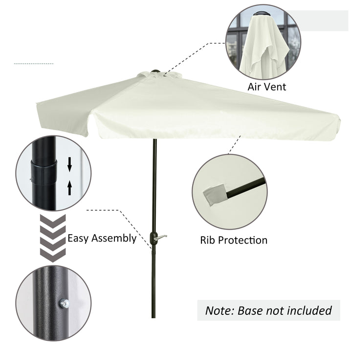 2.3m Half Parasol Semi Round Umbrella Patio Metal Frame Crank Handle for Balcony-- NO BASE INCLUDED, Off-White