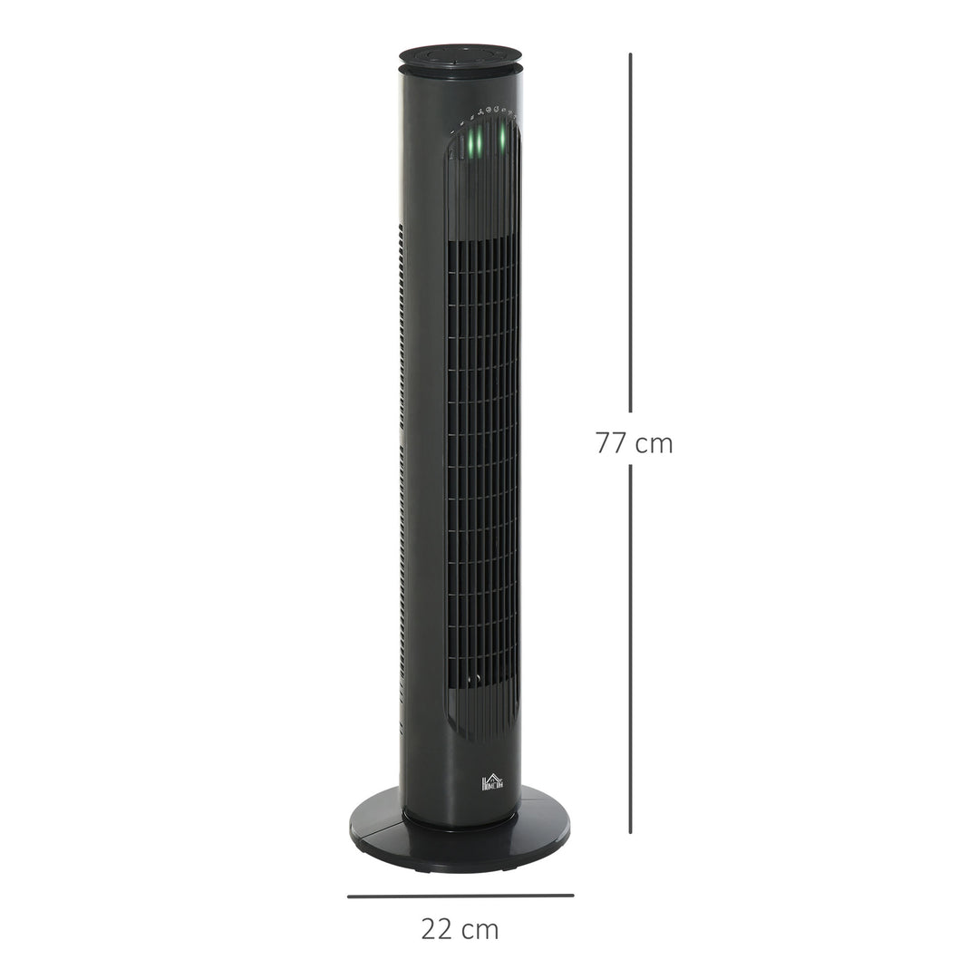 30'' Freestanding Tower Fan, 3 Speed 3 Mode, 10h Timer, 70 Degree Oscillation, LED Light, 5M Remote Controller, Dark Grey