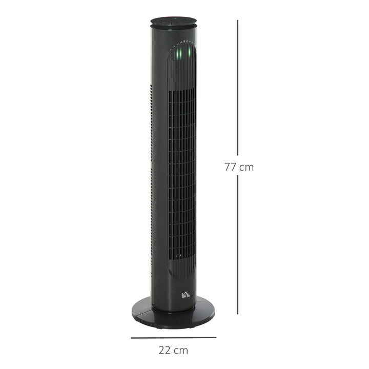 30'' Freestanding Tower Fan, 3 Speed 3 Mode, 10h Timer, 70 Degree Oscillation, LED Light, 5M Remote Controller, Dark Grey