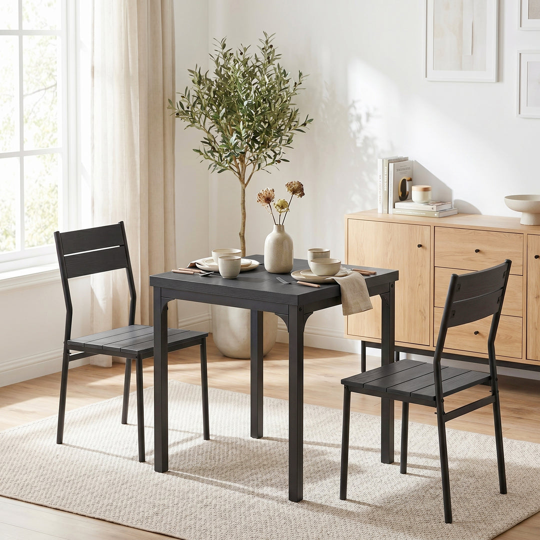 3 Piece Space-Saving Kitchen Table and Chairs, Dining Table Set for 2 