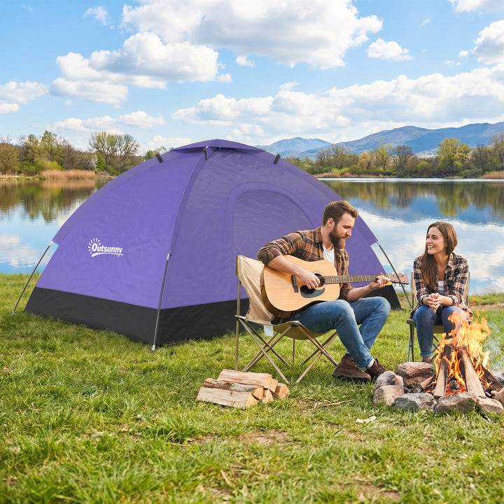 2 Person Camping Tent, Dome Tent with Zipped Doors, Storage Pocket, Po