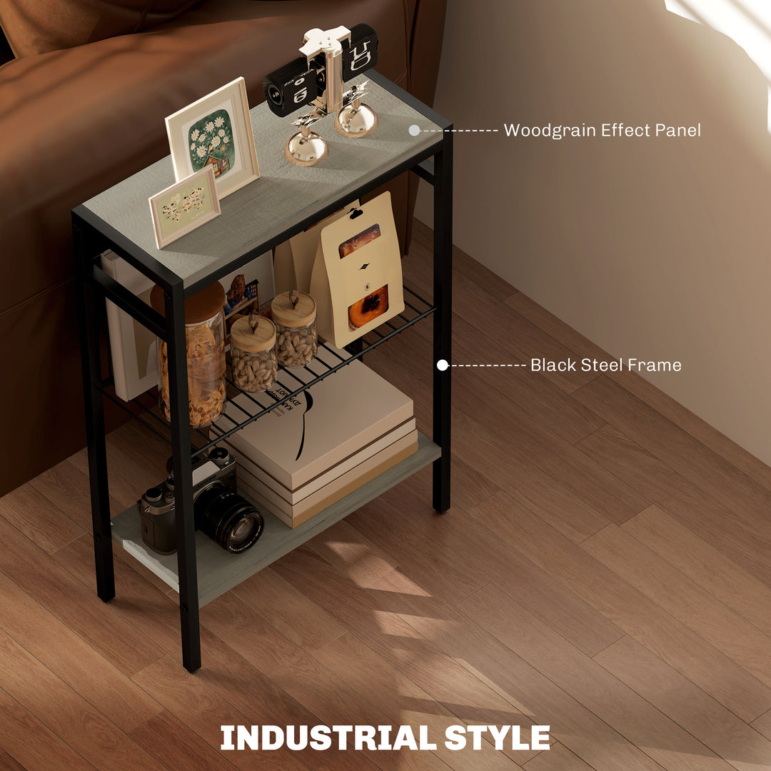 Three Shelf Industrial Side Table, Grey