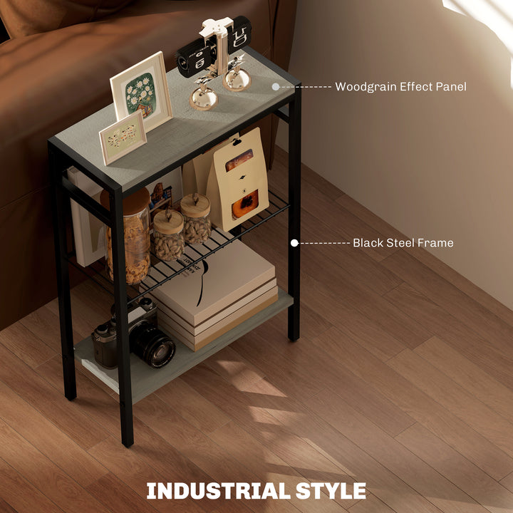 Three Shelf Industrial Side Table, Grey