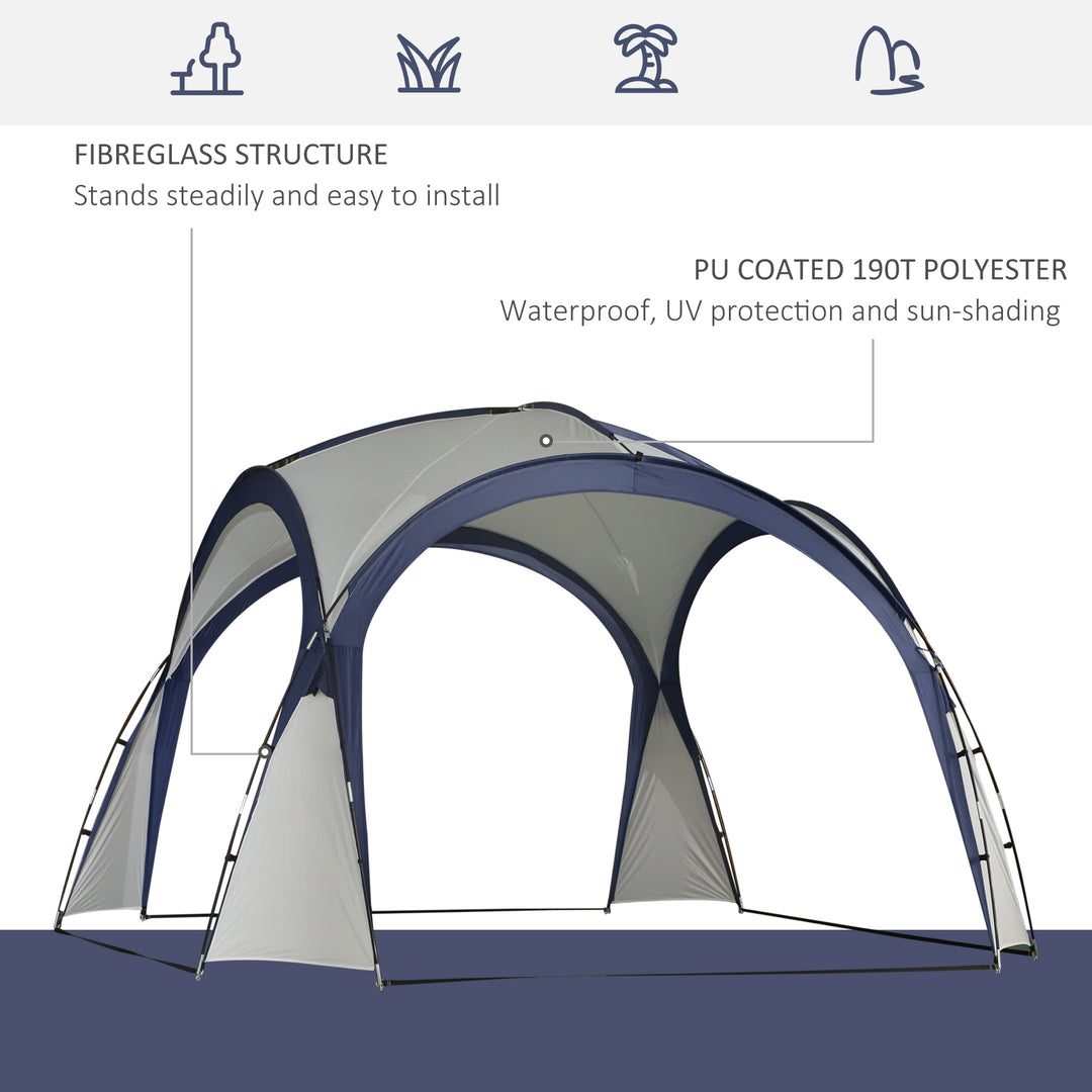 Gazebo Party Tent, 3.5x3.5m-Cream/Blue