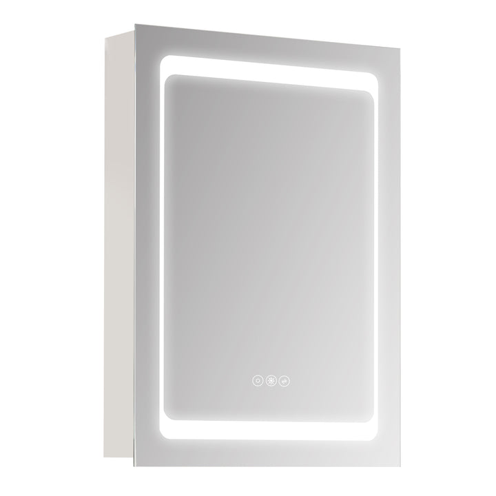 kleankin Illuminated Bathroom Mirror Cabinet: Wall-Mounted with Touch Switch, Shelves for Makeup Storage, Silver Finish | Aosom UK