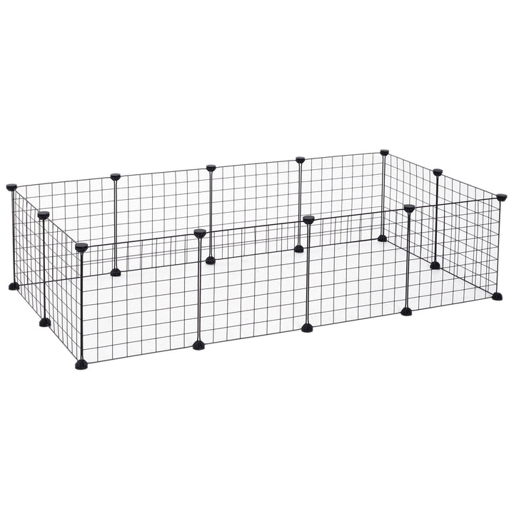 PawHut Modular Pet Enclosure: Secure & Spacious Metal Playpen for Furry Friends, Black, 106Lx73Wx36H cm | Aosom UK