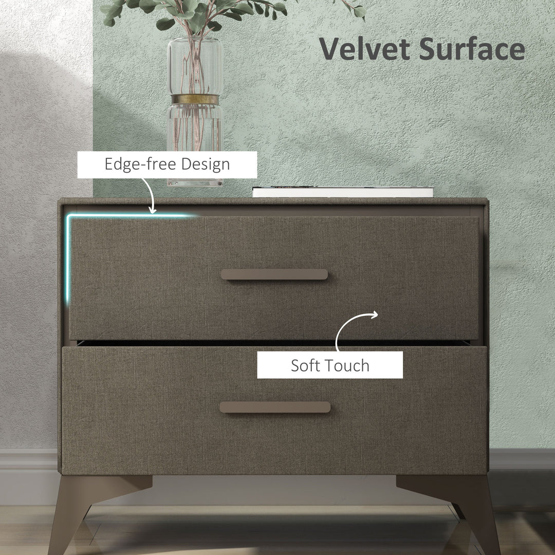 Velvet-Feel Chest of Two Drawers - Brown