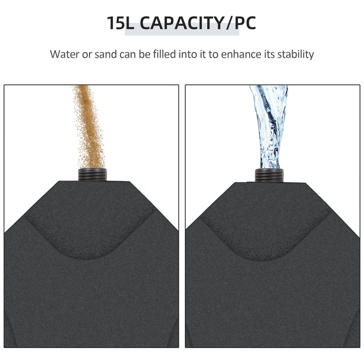 MCL 4 Pieces Parasol Base Stand Weights for Banana Hanging Cantilever Umbrella, Water and Sand Filled, Up to 72kg, Black