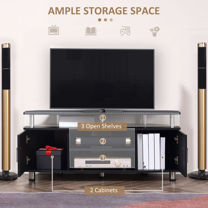 TV Unit Cabinet for TVs up to 55 Inches with Storage Shelves and Cupboard, Entertainment Centre for Living Room, Black