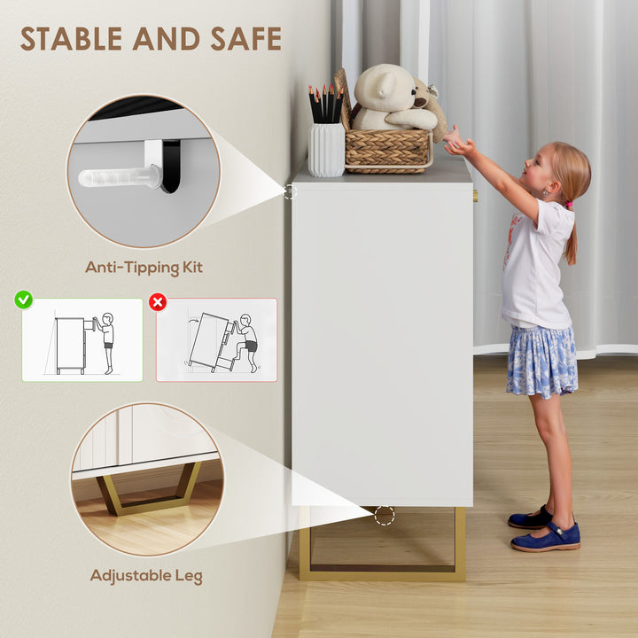 3-Door Sideboard Storage Cabinet - White