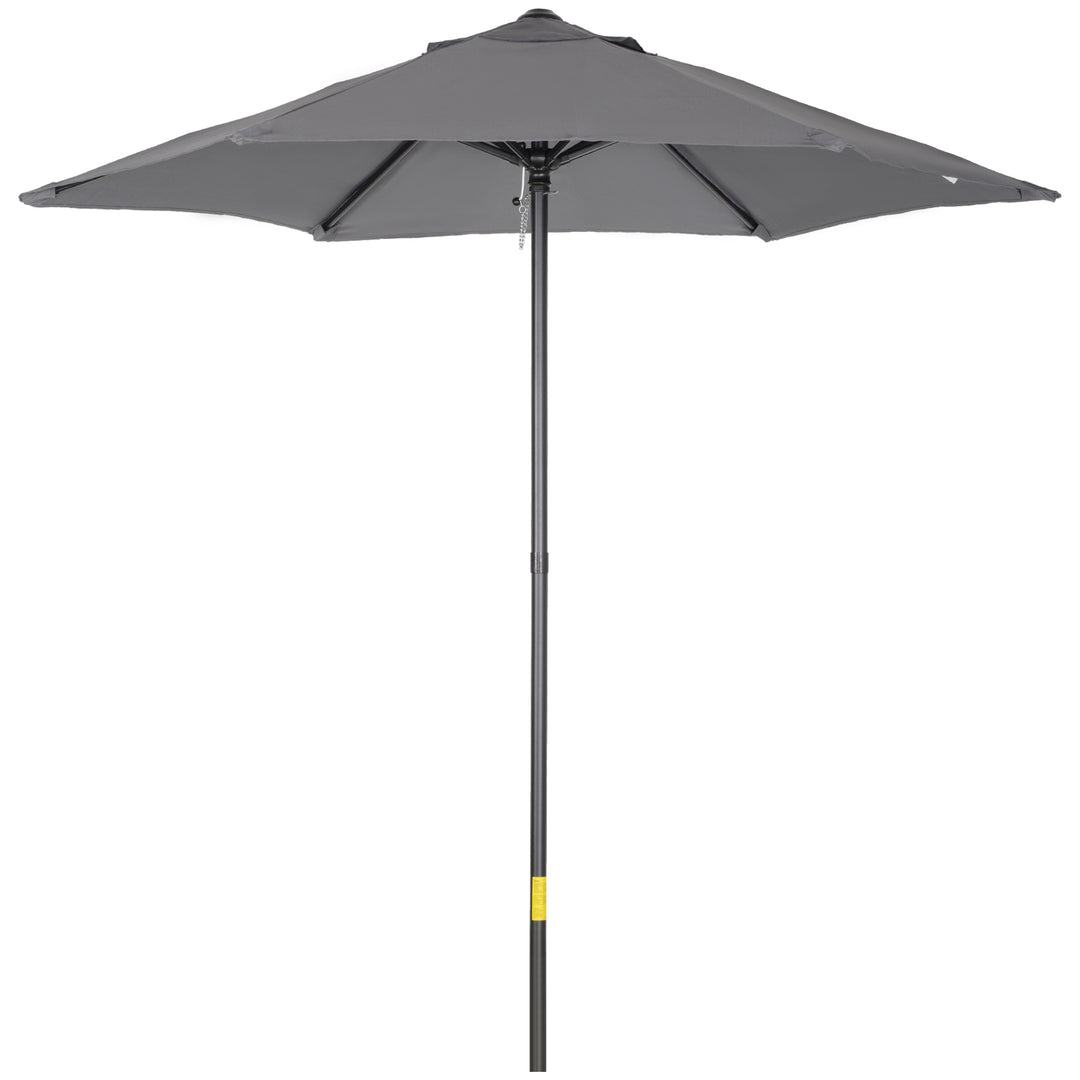 MCL 2m Garden Parasol Umbrella, Outdoor Sun Shade with 6 Sturdy Ribs for Balcony, Bench, Garden, Dark Grey