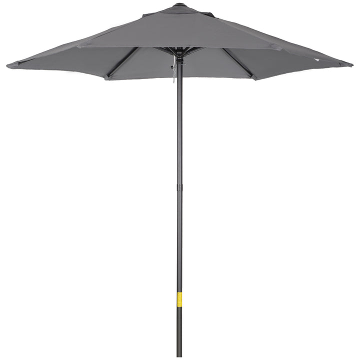 MCL 2m Garden Parasol Umbrella, Outdoor Sun Shade with 6 Sturdy Ribs for Balcony, Bench, Garden, Dark Grey