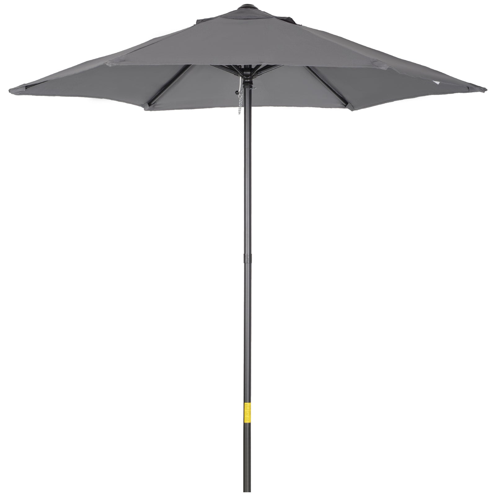 2m Garden Parasol Umbrella, Outdoor Sun Shade with 6 Sturdy Ribs for Balcony, Bench, Garden, Dark Grey