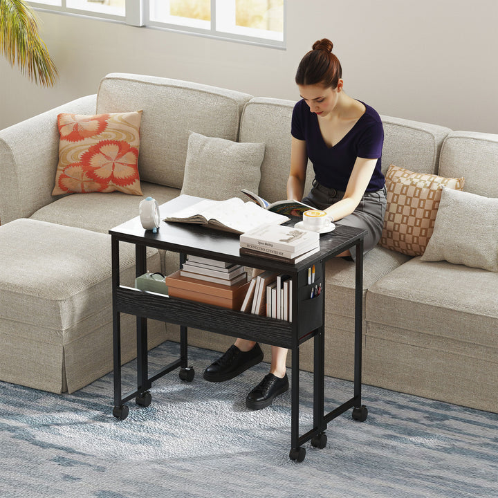 80 cm Drop Leaf Writing Work Desk - Black