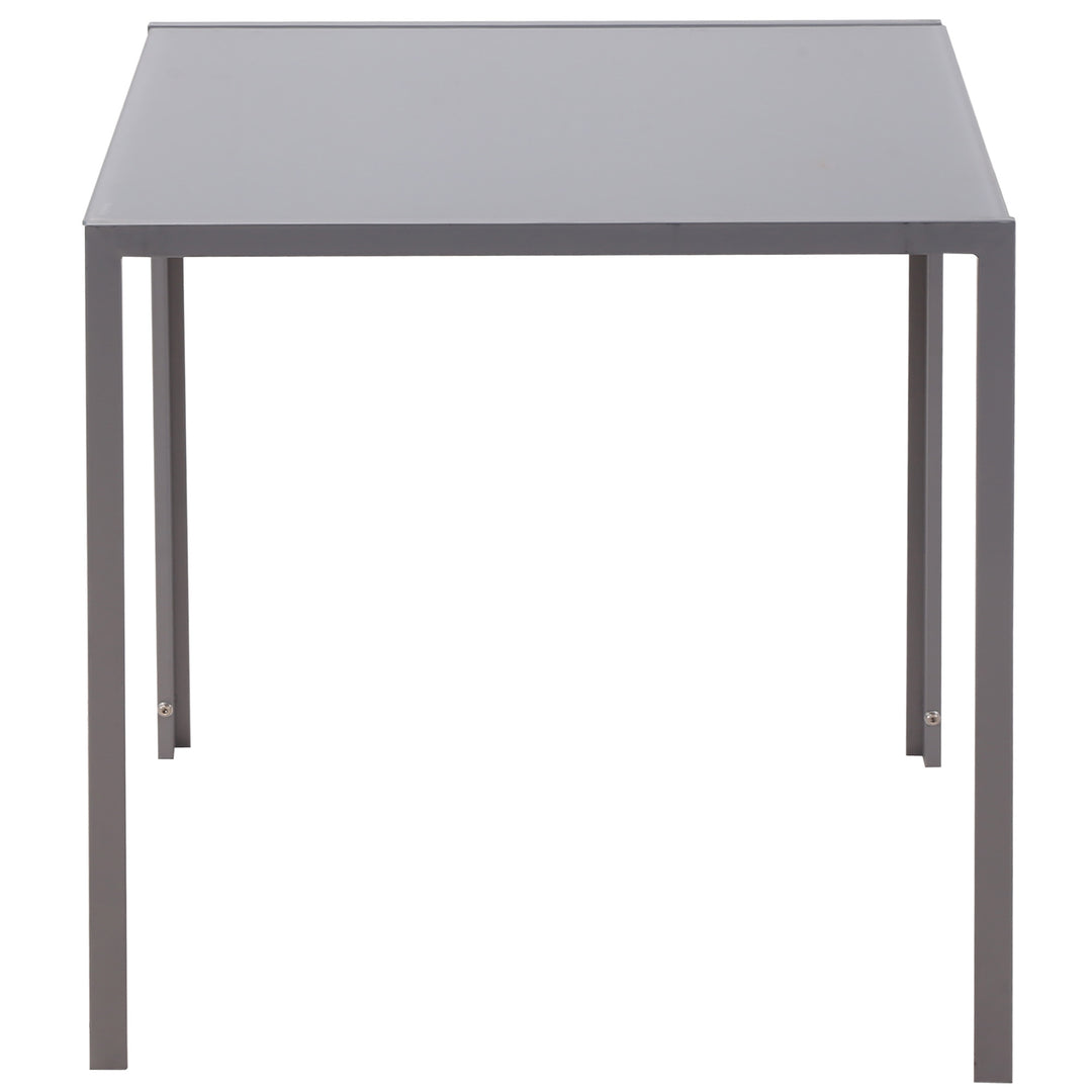 Modern Square Dining Table for 2-4 People, with Glass Top & Metal Legs for Dining Room, Living Room, Grey