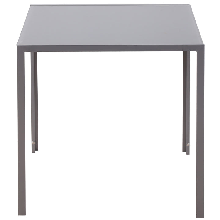 Modern Square Dining Table for 2-4 People, with Glass Top & Metal Legs for Dining Room, Living Room, Grey