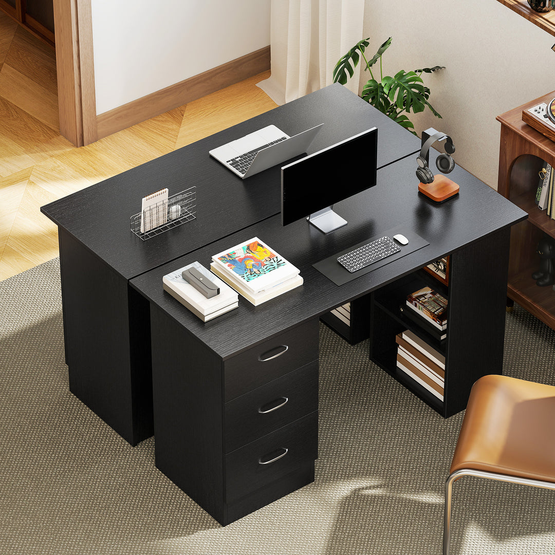 Computer Desk with Drawers, Home Office Desk, Writing Table, PC Workst