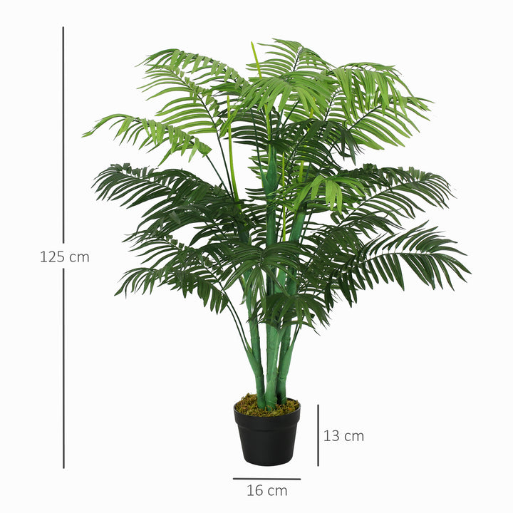 125cm/4FT Artificial Palm Plant Decorative Tree with Nursery Pot, Fake Plastic Indoor Outdoor Home Office Décor, Green