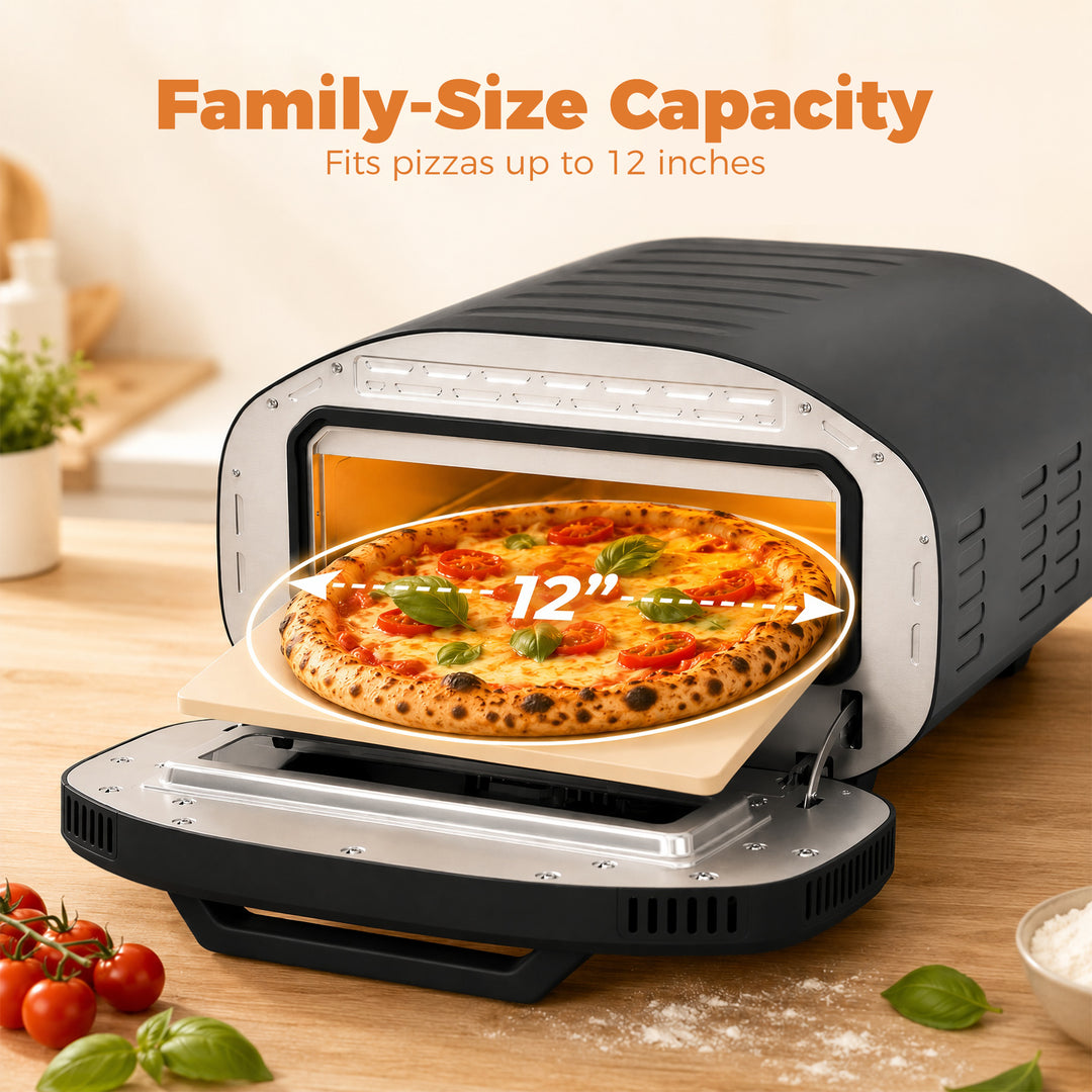 Electric Pizza Oven, 12 Inch Pizza Maker with 8 Preset Modes and Ceram
