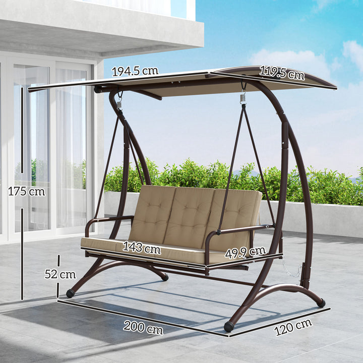 Convertible Three-Seater Swing Bed - Khaki