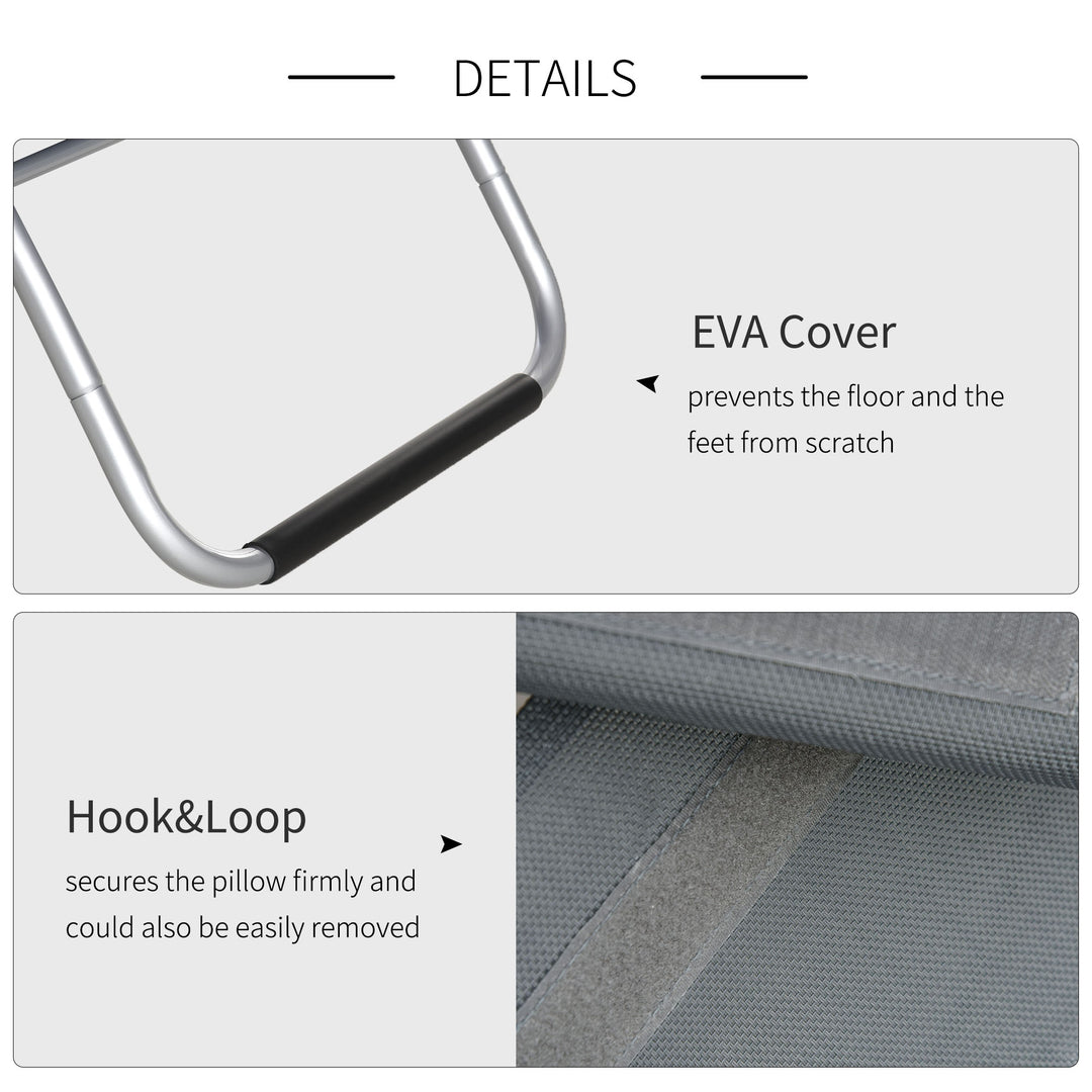 MCL Sun Lounger Reclining Chair Portable Armchair with Pillow for Garden Patio Outside Aluminium Frame, Dark Grey