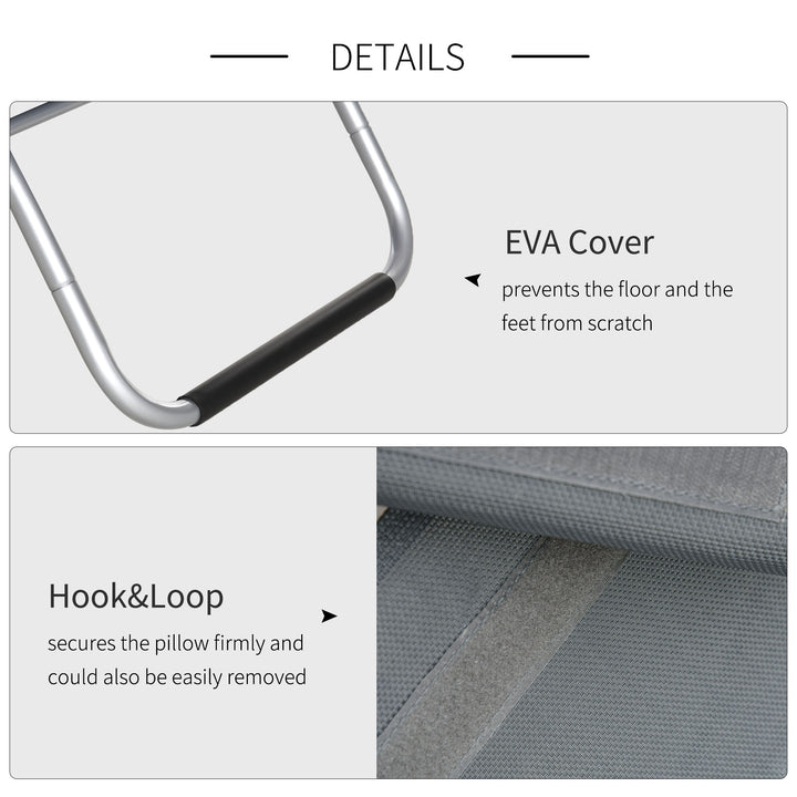 MCL Sun Lounger Reclining Chair Portable Armchair with Pillow for Garden Patio Outside Aluminium Frame, Dark Grey