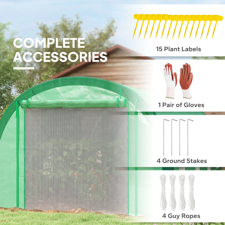6 x 3(m) Polytunnel Greenhouse with Upgraded Structure, Mesh Door and 