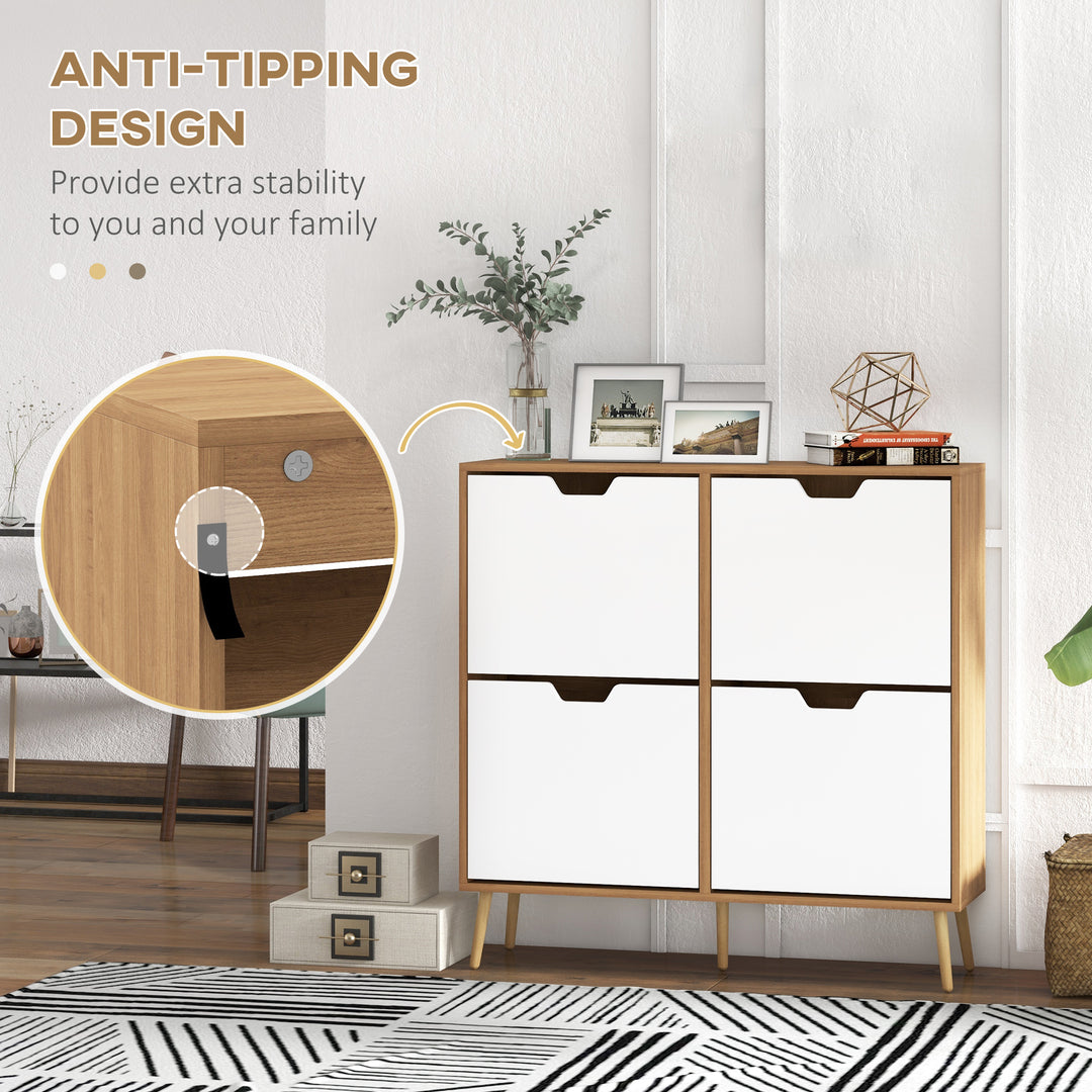 Shoe Storage Cabinet, 4 Flip Drawers, Shoe Organizer for 8-16 Pairs of Shoes, Natural