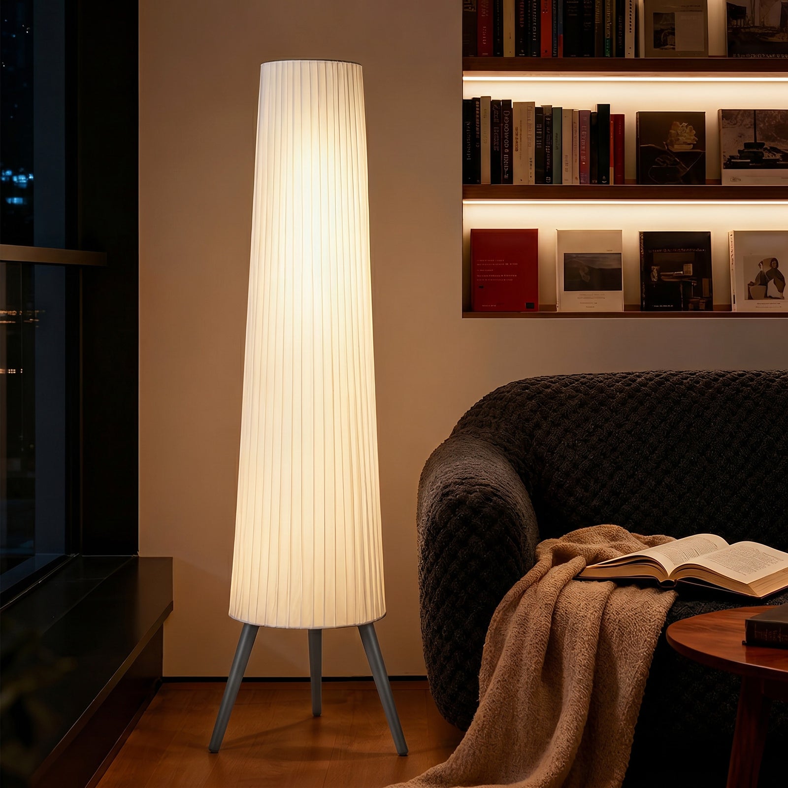Dimmable Tripod Floor Lamp with Foot Switch, Nordic Standing Lamp with