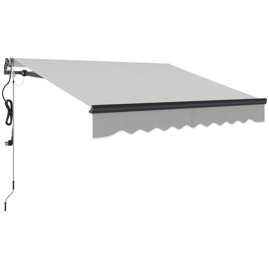 2.5 x 2m Electric Awning with Remote Controller, Aluminium Frame DIY Retractable Awning, UV30+ Sun Shade Canopy for Garden Patio Deck Door Window, Light Grey