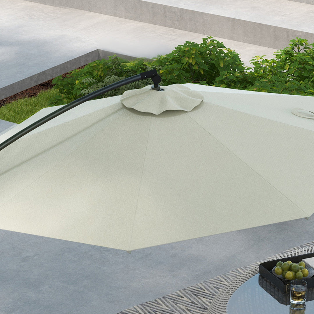 3(m) Offset Cantilever Parasol Umbrella, with Cross Base - Cream