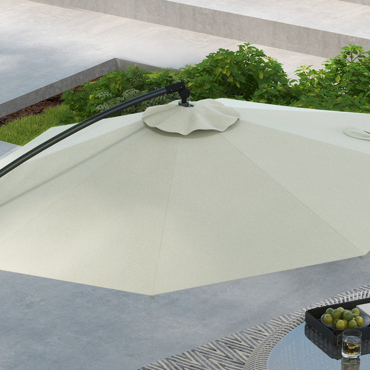 3(m) Offset Cantilever Parasol Umbrella, with Cross Base - Cream