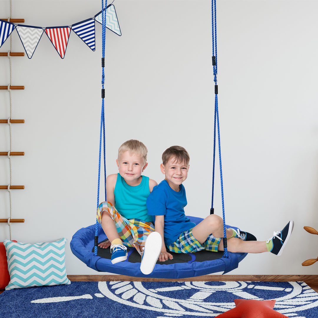 Kid Nest Swing Seat Saucer Tree Swing 40 Inch/100cm for Outdoor Indoor Blue