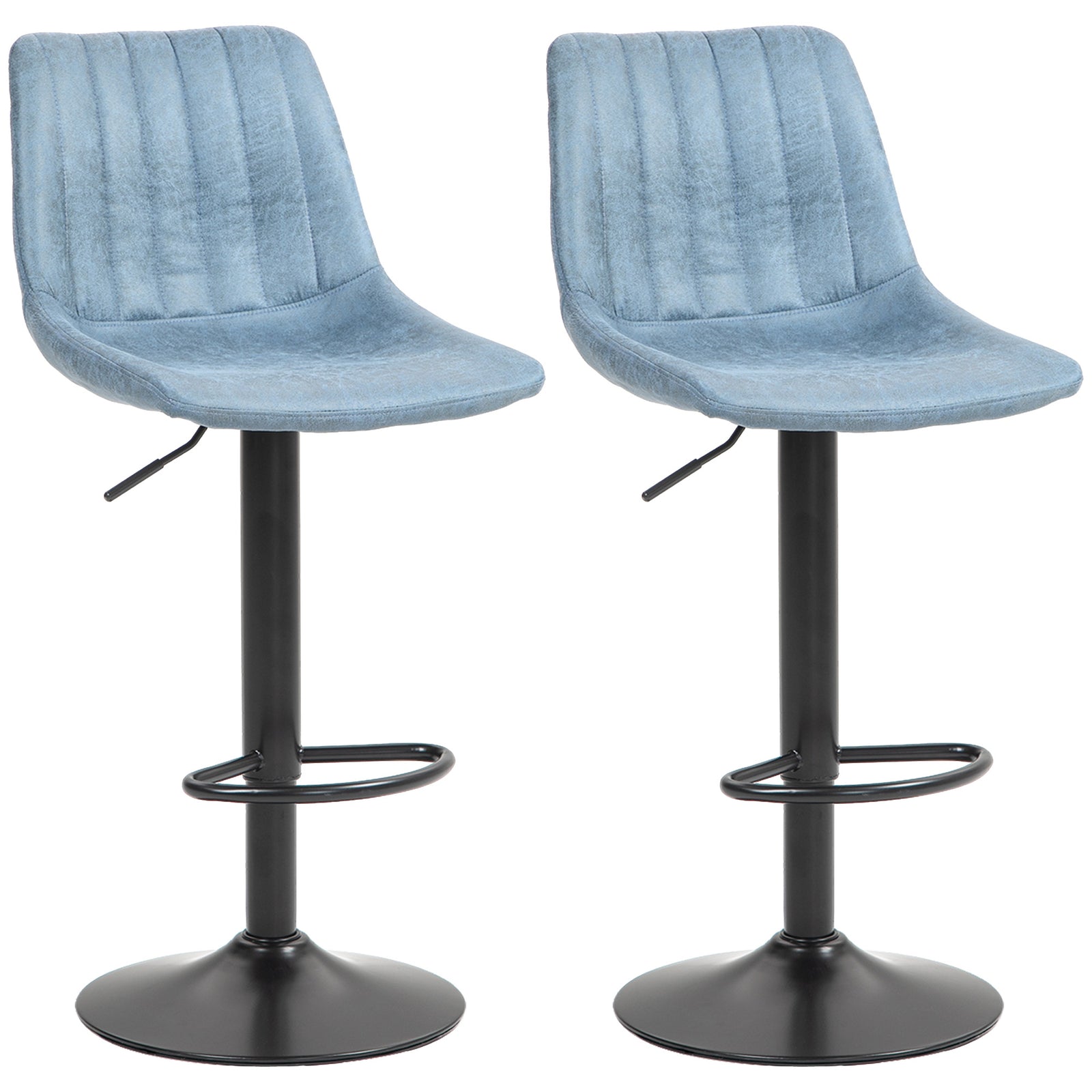 Set of Two Retro Tub Bar Stools - Blue