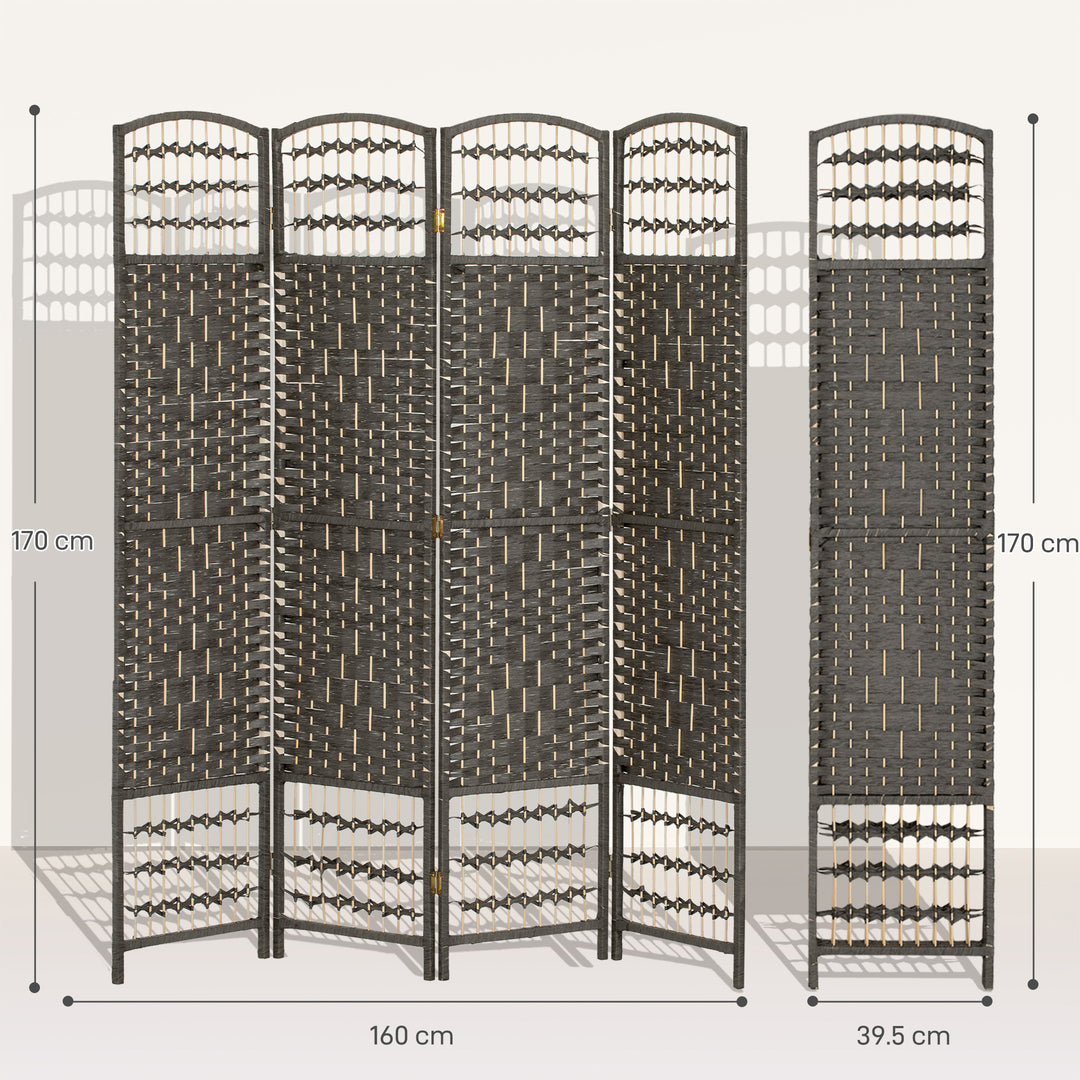 4 Panel Folding Privacy Screen, Room Divider with Pine Wood Frame for 