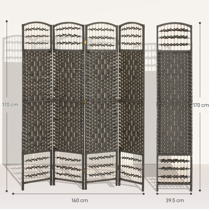 4 Panel Folding Privacy Screen, Room Divider with Pine Wood Frame for 