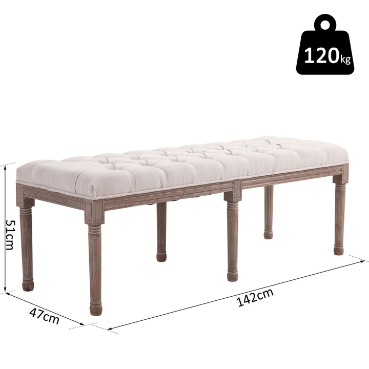 HOMCOM Chaise Lounge Sofa Bench, Chic Button Tufted, Fabric Cover, Wooden Legs, Padded Seat for Hallway, Bedroom, Beige | Aosom UK