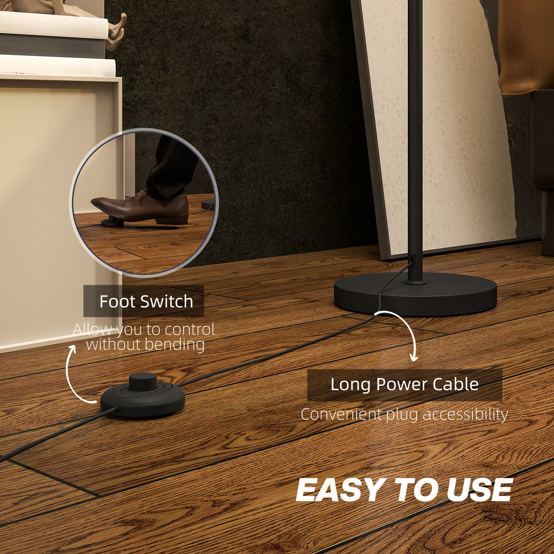Floor Lamp for Living Room, Modern Standing Lamp with Linen Shade & Foot Switch, Minimalist Tall Pole Lampshade for Bedroom, Office, White