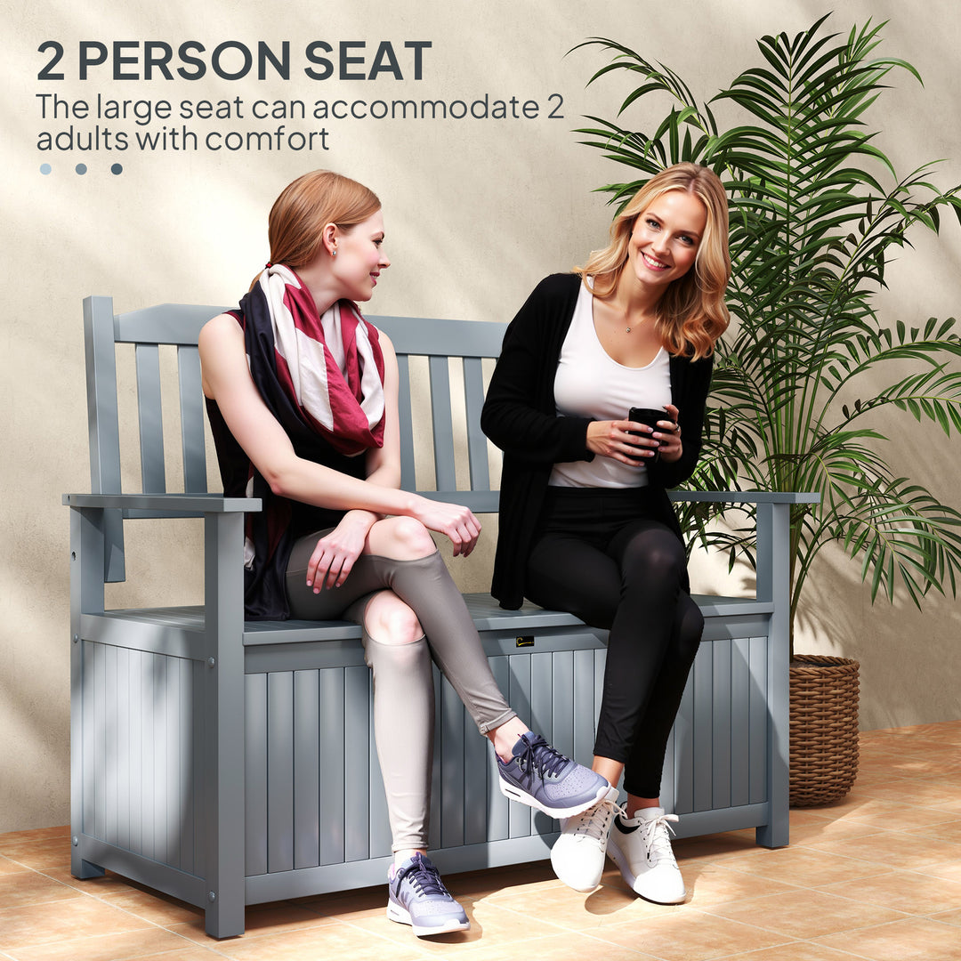 Two-Seater Wooden Storage Bench - Grey