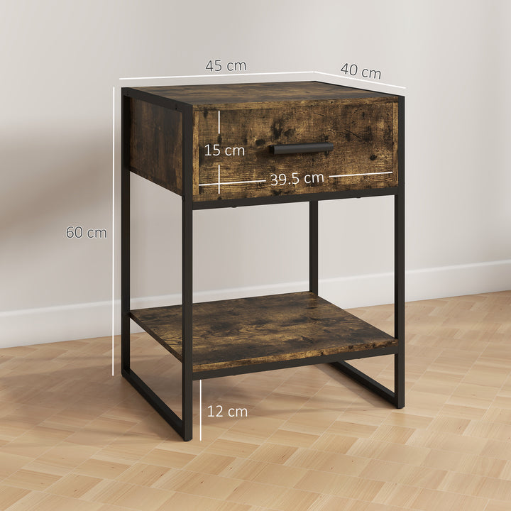 Modern Bedside Table - Rustic Brown
