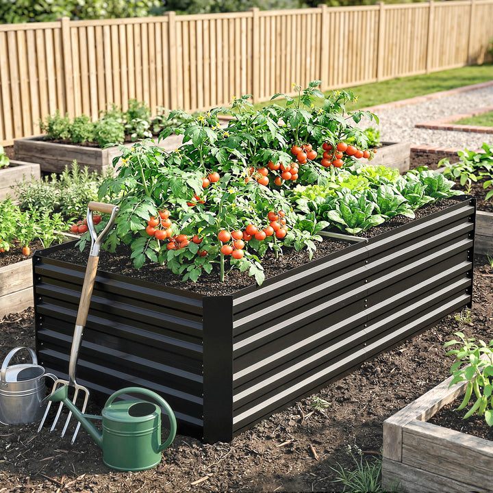 Raised Beds for Garden, Galvanised Steel Outdoor Planters with Multi-r