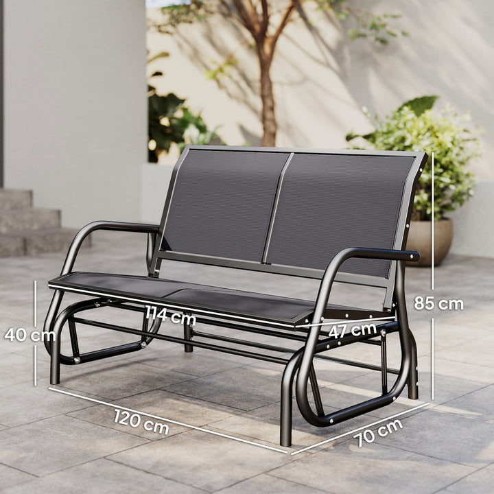 MCL 2-Person Outdoor Glider Bench Patio Double Swing Gliding Chair Loveseat w/Power Coated Steel Frame for Garden Patio Porch, Grey