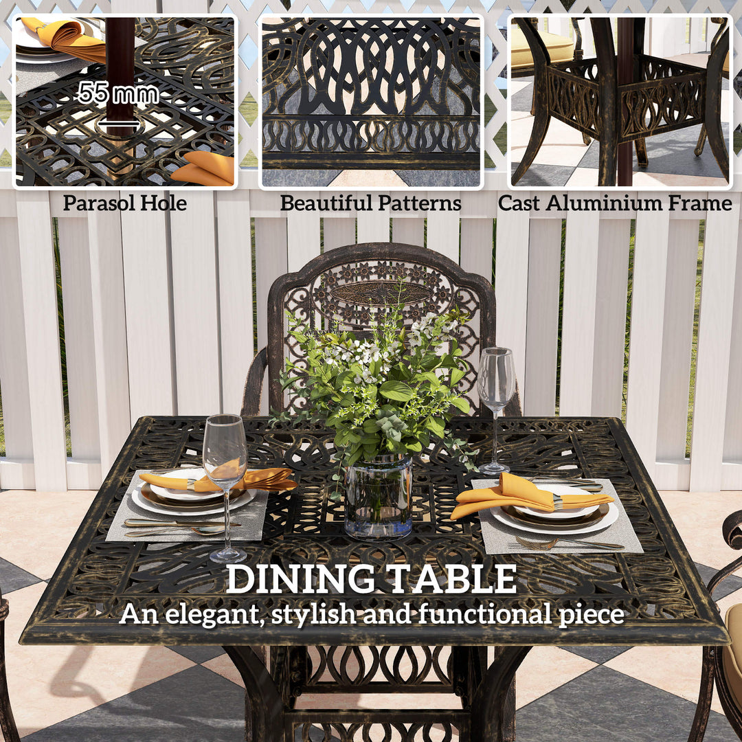 Five-Piece Cast Aluminium Garden Dining Set - Bronze Tone