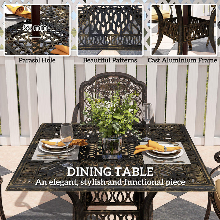 Five-Piece Cast Aluminium Garden Dining Set - Bronze Tone