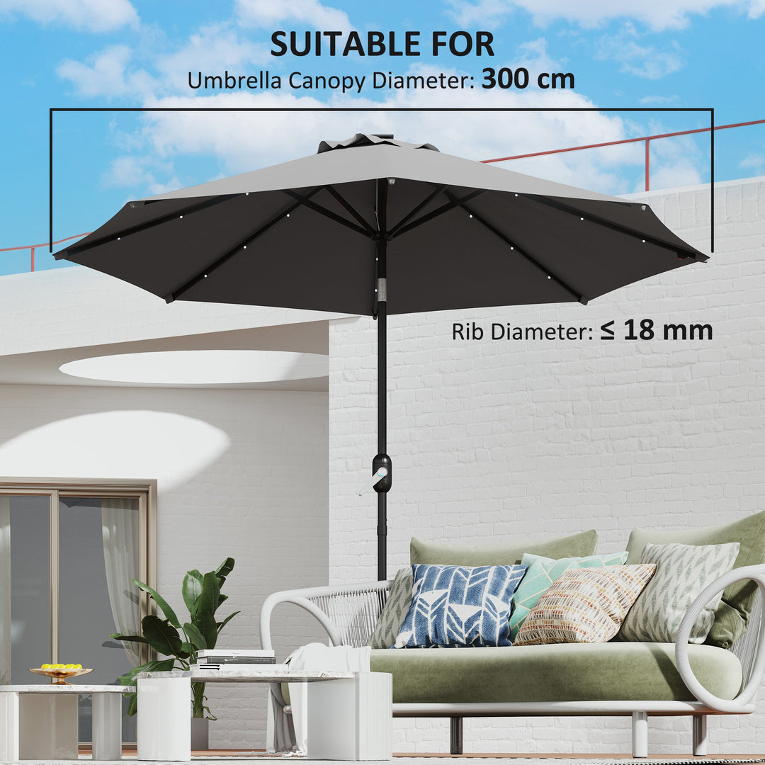 3 m Replacement Parasol Canopy with Top Vent, UPF 50+ Garden Parasol Replacement Canopy, 8 Rib Parasol Cover Replacement Fits Various Frames, Grey