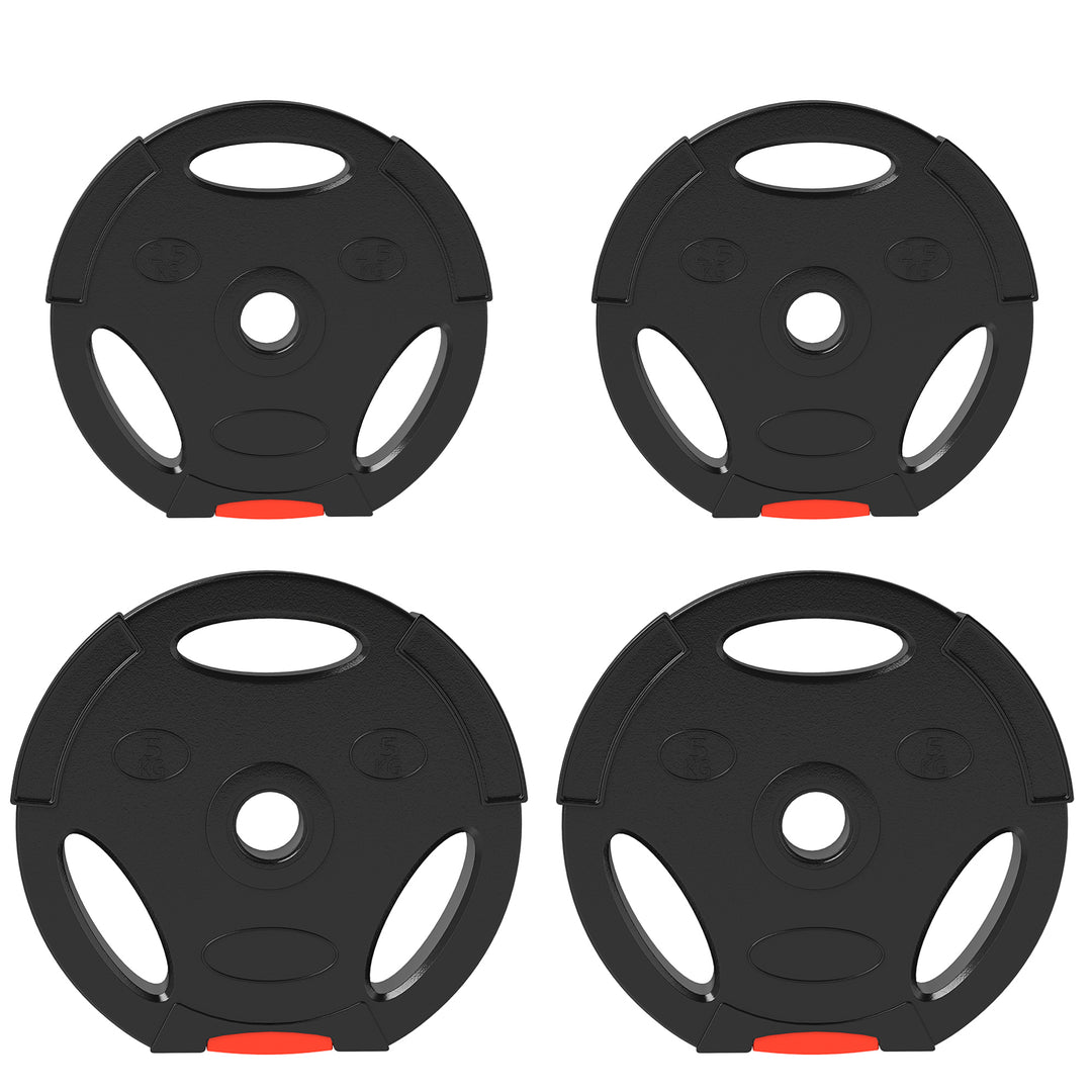 SPORTNOW Olympic Weight Plates Set, with Two 5kg and Two 2.5kg weights, Black